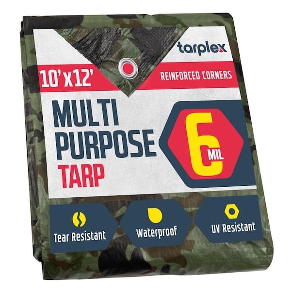 Tarplex 10 ft. x 12 ft. Camo All Purpose Tarp 6-Mil Poly, Waterproof UV Resistant for Patio Pool Cover Roof Tent