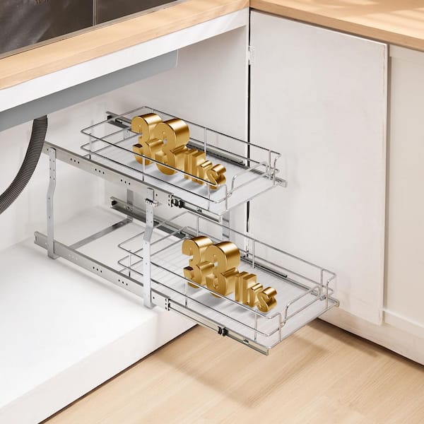 12 x 21 x 15 in. Pull-Out Cabinet Organizer, Steel Slide-Out Drawers for Under Sink, Fits 13.5 x 22 x 18 in. Cabinet