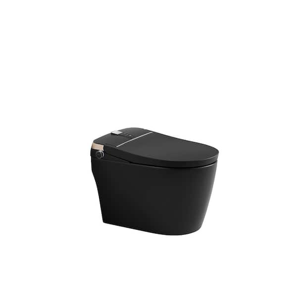 12 in. 1-Piece 1.28GPF Single Flush Smart Elongated Toilet in Black,Closing Seat Included,Auto Flushing/Adjustable Temp