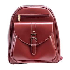 Moline, 15 in. Red Leather Business Laptop Tablet Backpack, 99666