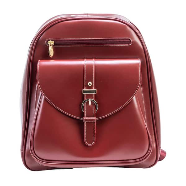 McKLEIN Moline, 15 in. Red Leather Business Laptop Tablet Backpack, 99666