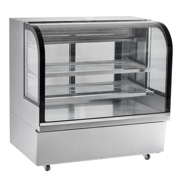 Refrigerated Display Case 18 cu. ft. /505L Large Pastry Display Case 2-Tier LED Lighting Cooling 2025 Upgrade Silver