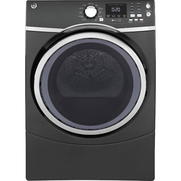 GE 7.5 cu. ft. Capacity Front Load Electric Dryer with Steam in Diamond Gray