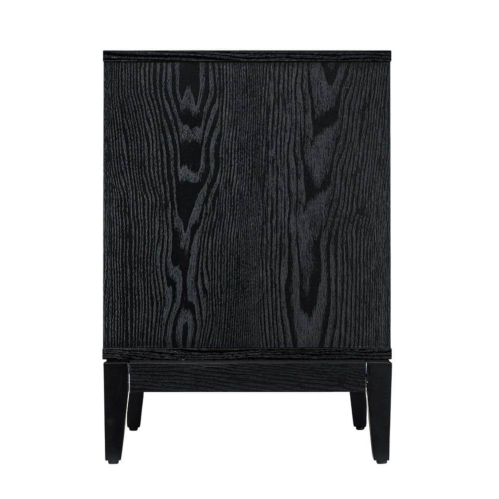 Black and Gray Wood 2-Drawer Nightstand with Arch Design