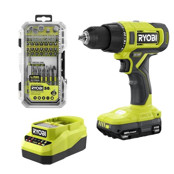 RYOBI ONE+ 18V Cordless 1/2 in. Drill/Driver Kit with 1.5 Ah
