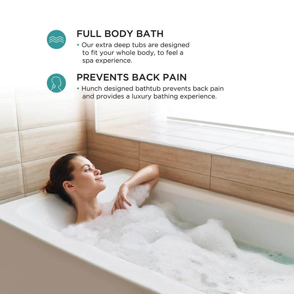 66-Inch White Acrylic Rectangular Apron Soaking Bathtub