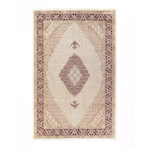 Mogul One-of-a-Kind Traditional Ivory 6 ft. 1 in. x 9 ft. 5 in. Oriental Area Rug