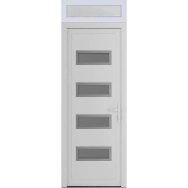 32 in. x 94 in. Left-hand/Inswing Frosted Glass White Silk Steel Prehung Front Door with Hardware
