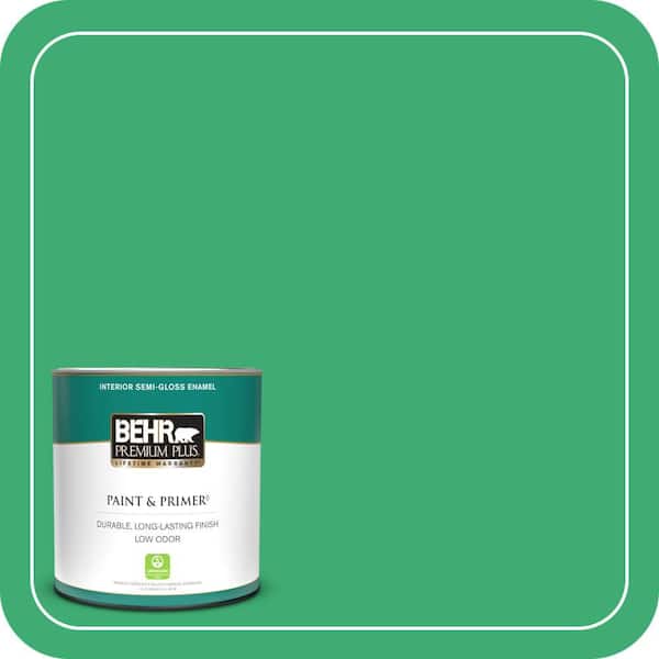 BEHR PREMIUM PLUS 1 qt. #460B-5 Fresh Greens Semi-Gloss Enamel Low Odor Interior Paint & Primer