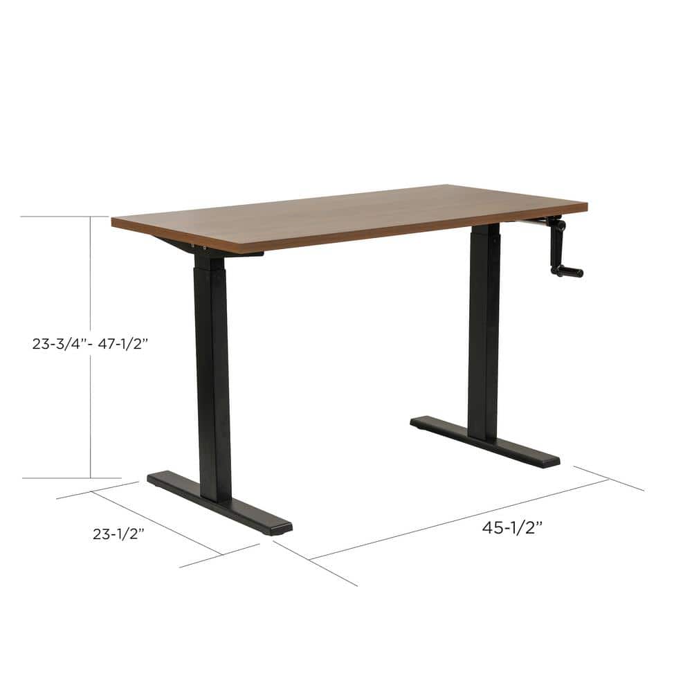 Adjustable Black Metal and Danish Walnut Wood Desk