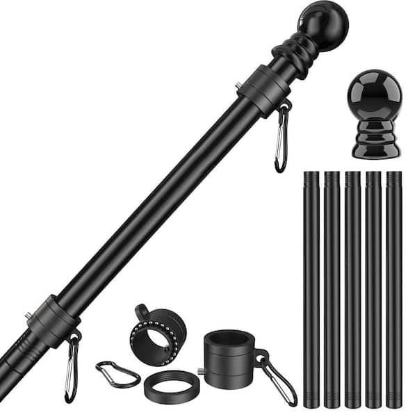 FlagStars 5-Sections 6 ft. Stainless Steel Flagpole - Black