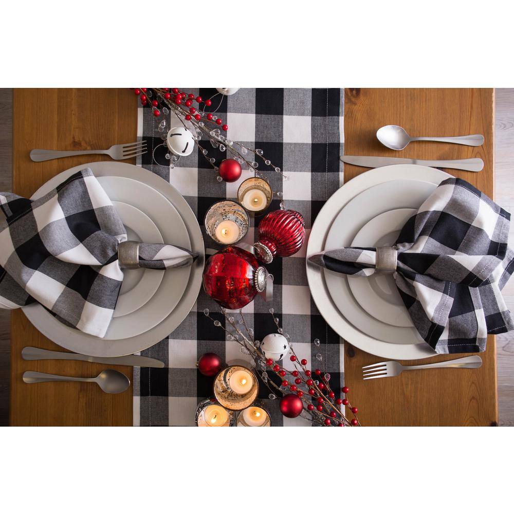 Black and White Cotton Buffalo Check Table Runner