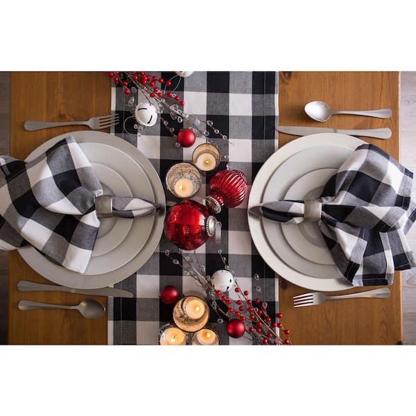 Black and White Gingham Christmas Table Runner Buffalo Check Plaid Xmas  Decoration Holiday Home Kitchen Decor (13 x 72)