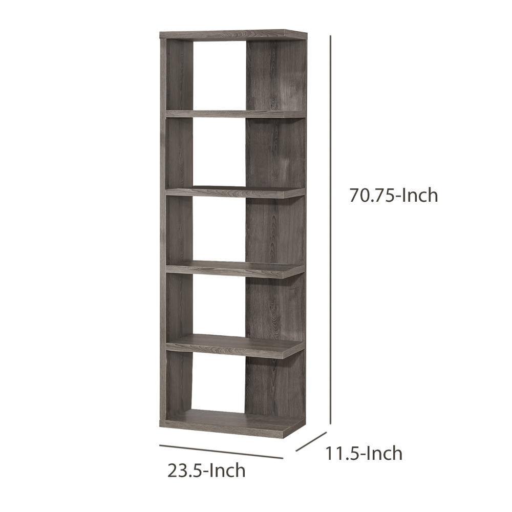 Modern Sleek Gray Wooden Corner Bookcase