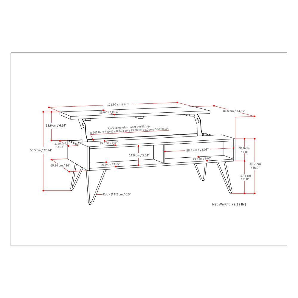 Hunter Grey Mango Wood Lift-Top Coffee Table with Storage