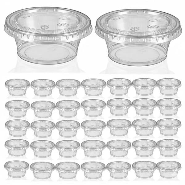 400 Pack 0.5 oz Clear Plastic Disposable Portion Cups with Lids Food Storage Sauce Condiment Jello Shot Souffle
