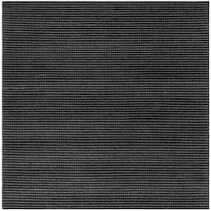 Natura Gray/Black 4 ft. x 4 ft. Striped Solid Color Gradient Square Area Rug