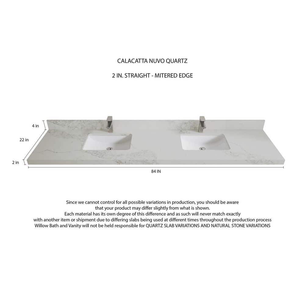 Malibu 84" White Double Bathroom Vanity with Quartz Top