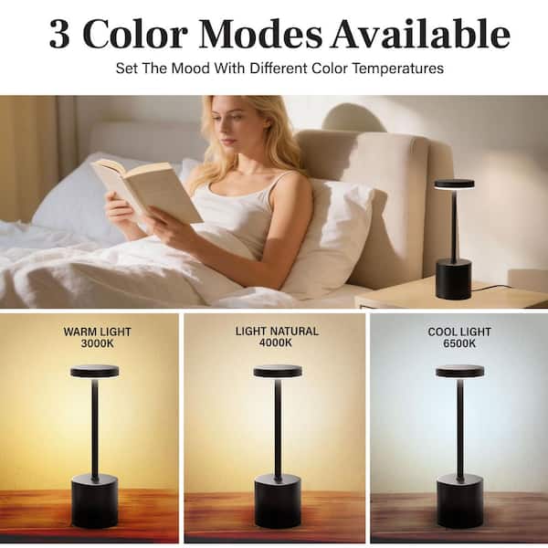 BETTERBEAM Milo 10.6 in. Black Classic Rechargeable Integrated LED