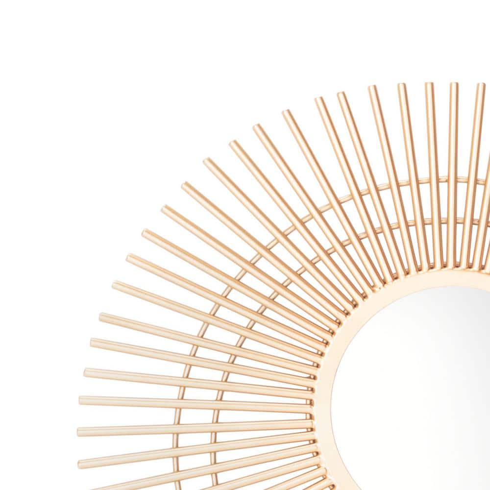 24" Artisan Gold Sunburst Round Wood Mirror