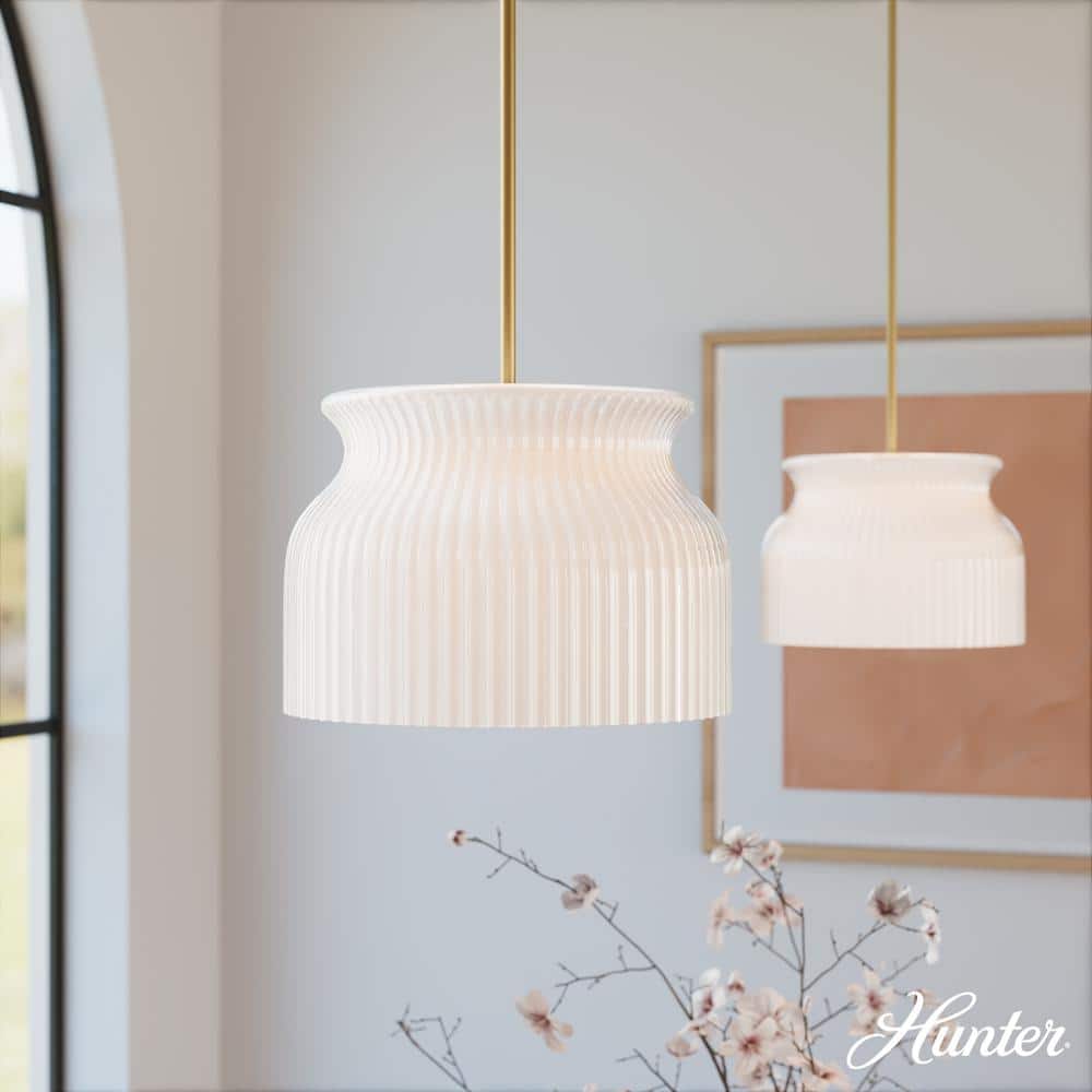 Harlowe 60-Watt 1 Light Luxe Gold Shaded Pendant Light with Cased White Glass Shade, No Bulb Included price history on PriceWatchPro