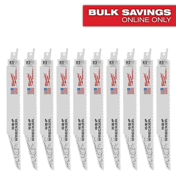Milwaukee 9 in. 7/11 TPI WRECKER Demolition Multi-Material Cutting SAWZALL Reciprocating Saw Blades (10-Pack)