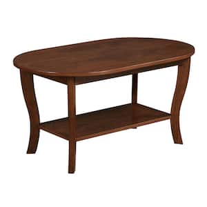 American Heritage 36 in. Espresso Oval MDF Coffee Table with Shelf