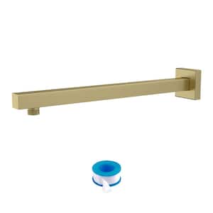 16 in. Stainless Steel Square Wall Mount Shower Extension Arm and Flange in Brushed Gold