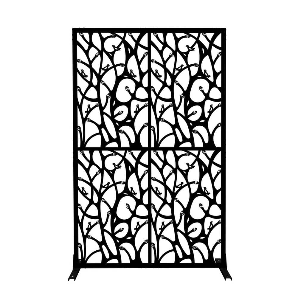 6 ft. H x 3.8 ft. W Metal Decorative Garden Fence, Outdoor Privacy Screens Privacy Fence Panels with Stand in Bird Black price history on PriceWatchPro