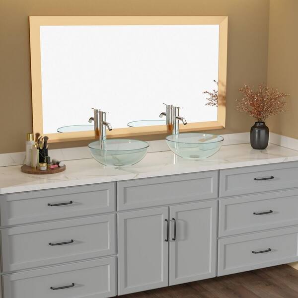 LORDEAR 16-1/2 in. Clear Tempered Glass Round Bathroom Vessel Sink