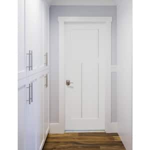 32 in. x 80 in. Right-Hand Craftsman Shaker 3-Panel Primed Solid Core MDF Single Prehung Interior Door