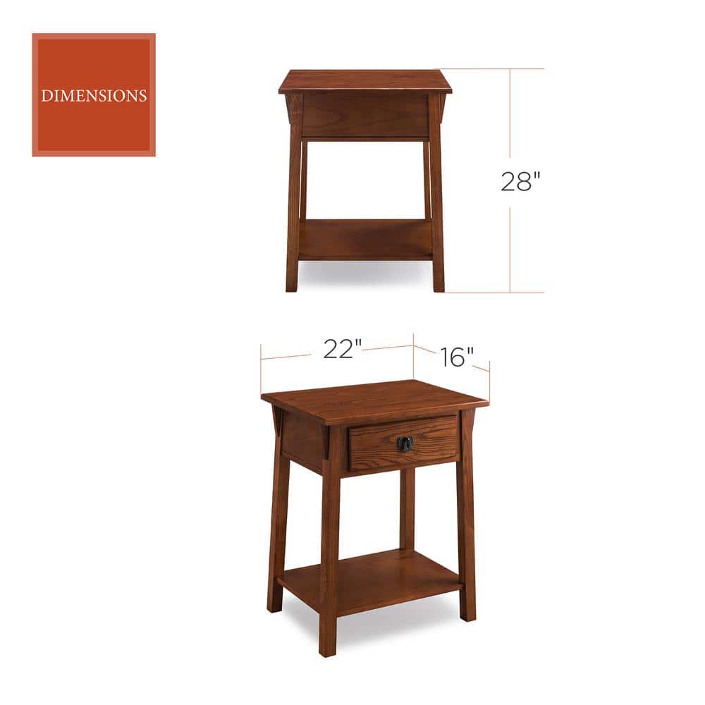 Russet Solid Wood Mission Nightstand with Drawer
