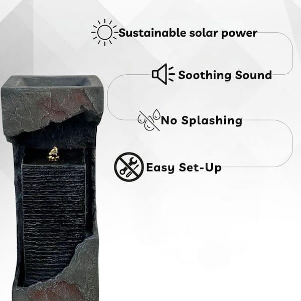 XBrand 35.4 in. Resin Solar Fountain – Indoor/Outdoor Freestanding Fountain