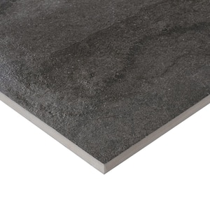 Dominion Charcoal Black 23.62 in. x 23.62 in. Matte Limestone Look Porcelain Paver Tile (7.74 sq. ft./Case)
