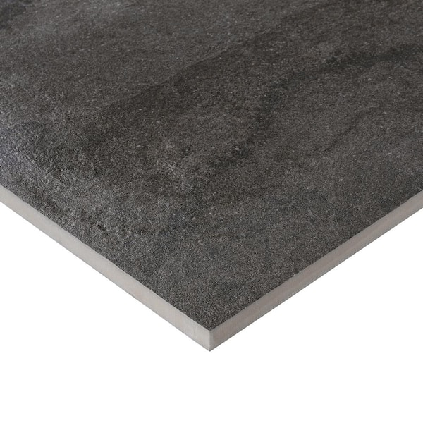 Dominion Charcoal Black 23.62 in. x 23.62 in. Matte Limestone Look Porcelain Paver Tile (7.74 sq. ft./Case)