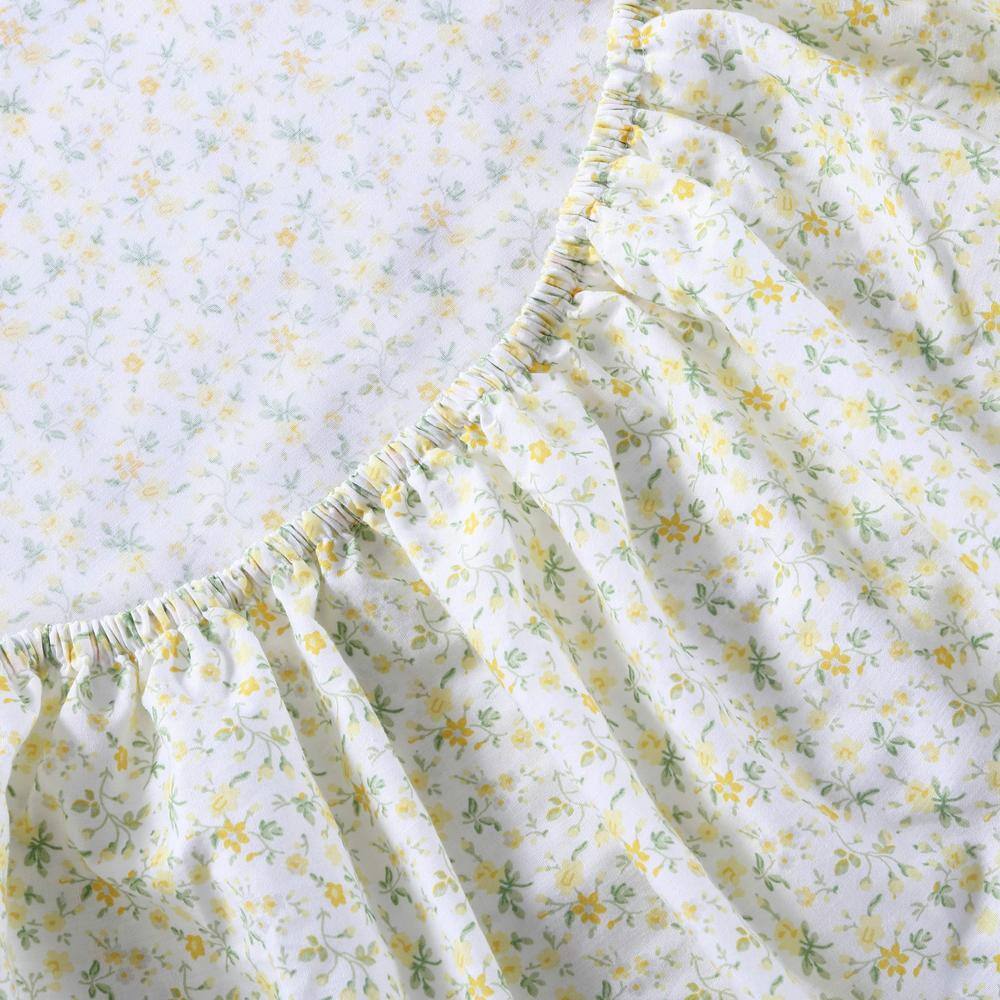 Twin White Cotton Percale Printed Sheet Set