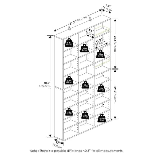 Furinno JAYA Americano 24-Shelf Multimedia Media Storage Tower