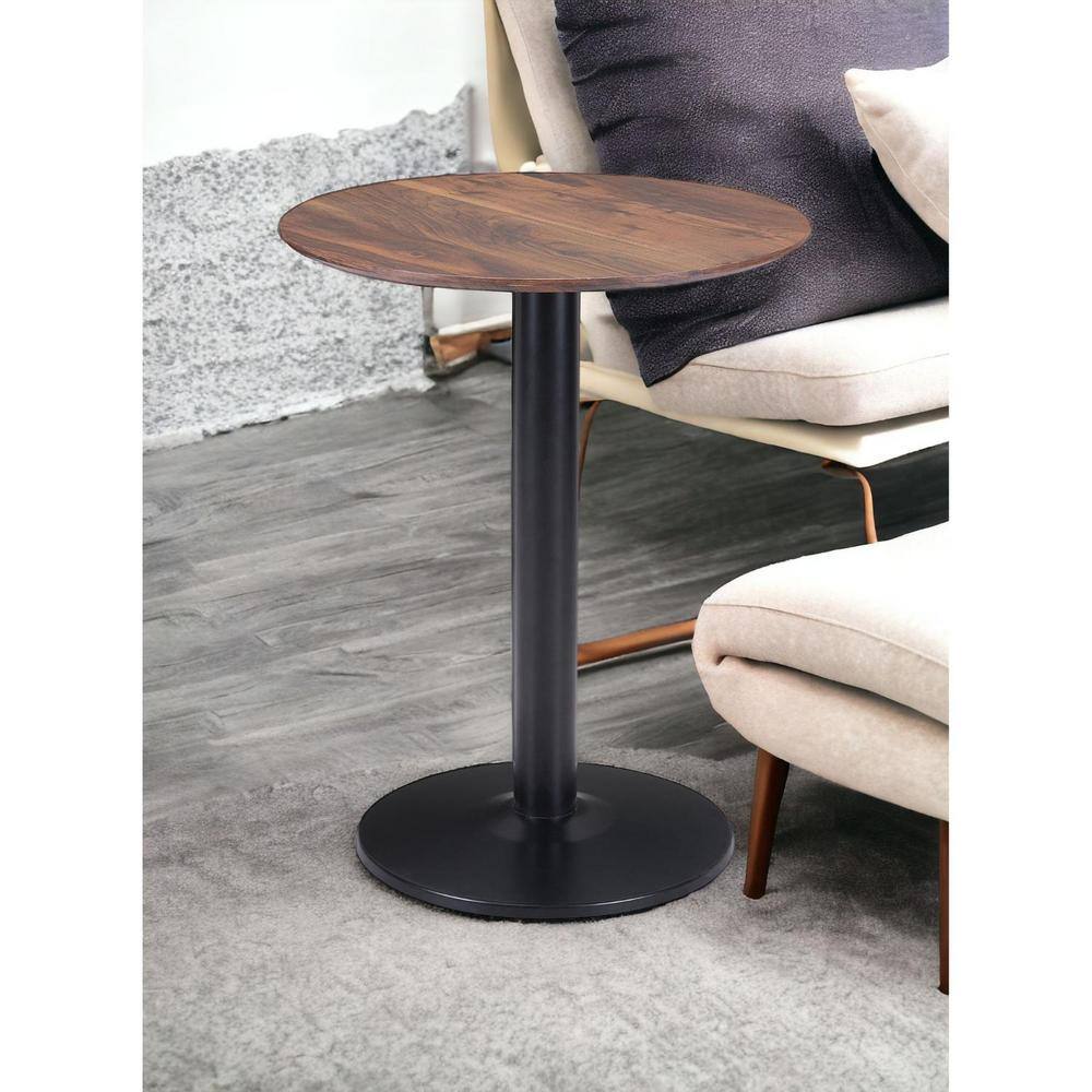 HomeRoots 23.6 in. Black And Brown Round MDF End Table 2000394798 - The ...
