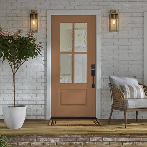 Regency 36 in. x 80 in. Universal Handing 3/4L 4SDL Oasis Decorative Glass AutumnWht Stain Fiberglass Front Door Slab
