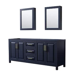 Daria 78.75 in. Double Bathroom Vanity Cabinet Only with Medicine Cabinet Mirrors in Dark Blue