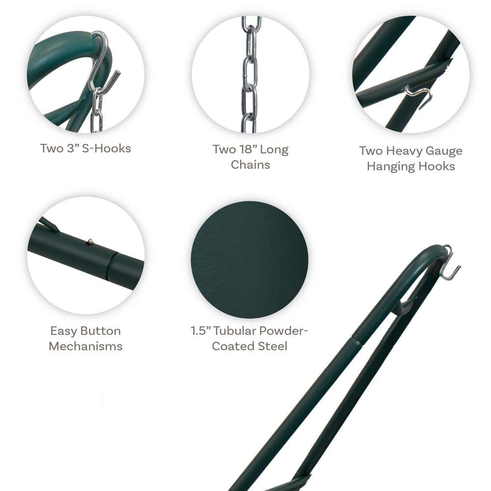 Green Powder-Coated Steel Universal Hammock Stand for 2-Person