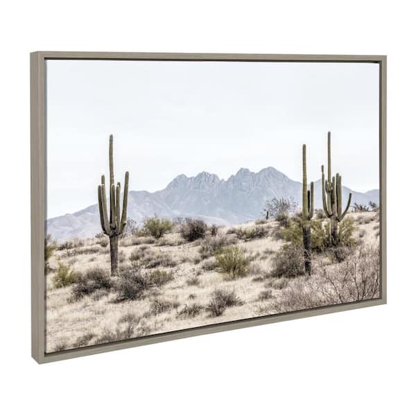 Sylvie Tall Saguaro Cacti Desert Mountain by the Creative Bunch Studio Framed Art Print 23 in. x 33 in.