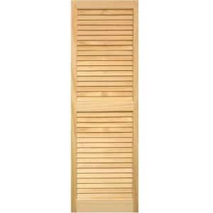 15 in. x 43 in. Exterior Louvered Shutters Pair