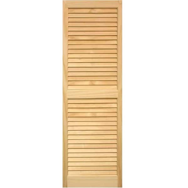 Pinecroft 15 in. x 43 in. Exterior Louvered Shutters Pair