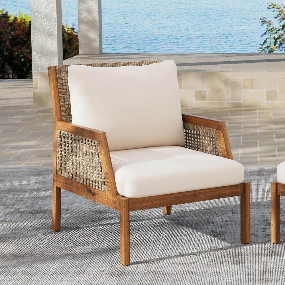 Acacia Wood Patio Club Chair Deep Seating with Soft Cushions price history on PriceWatchPro