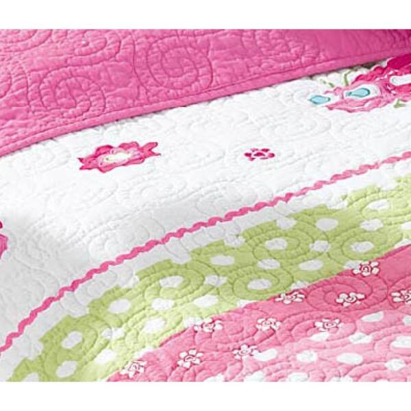 Pink polka dot and floral quilt