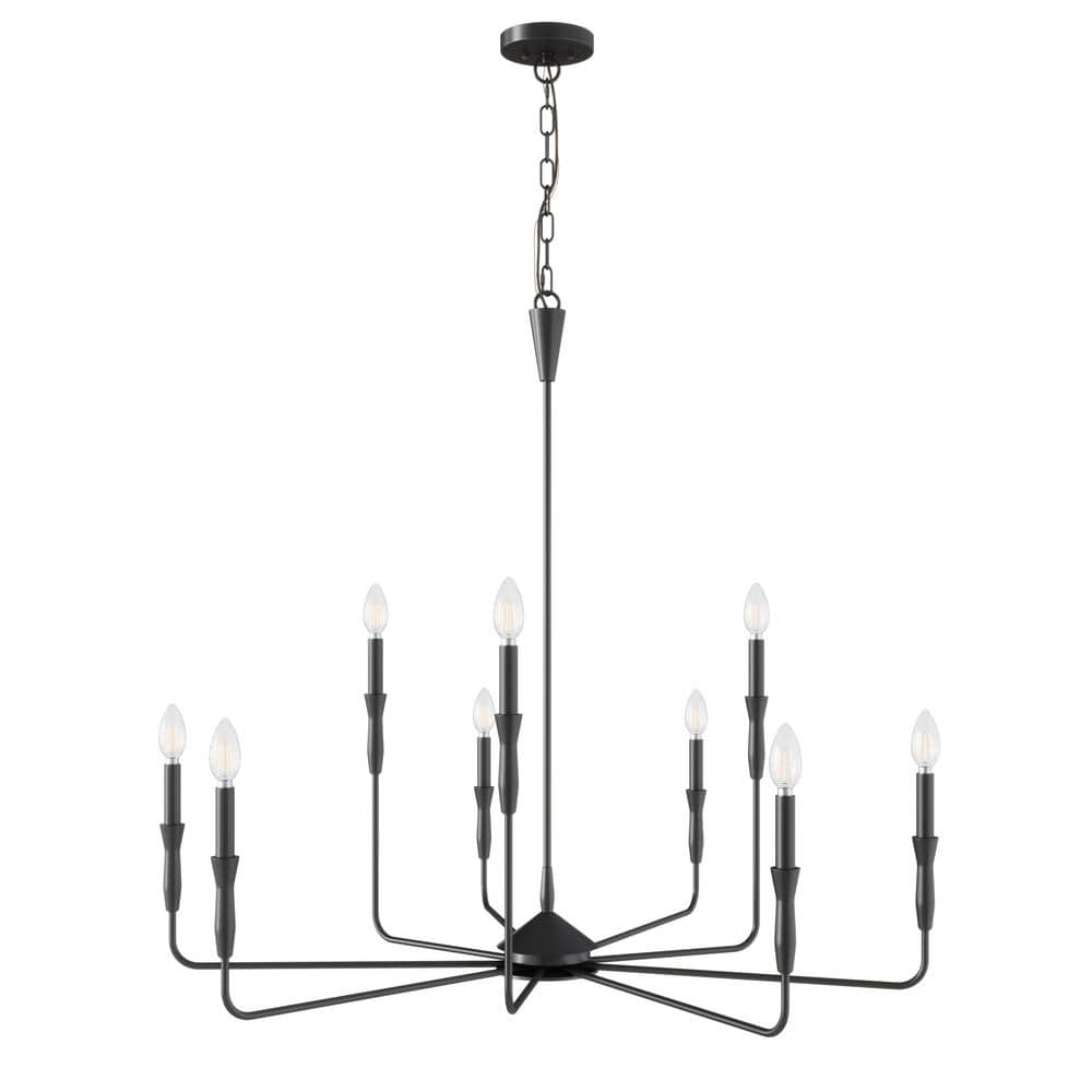 41.3 in. 9-Light Farmhouse Black Chandelier Candle Style Empire Classic Cei