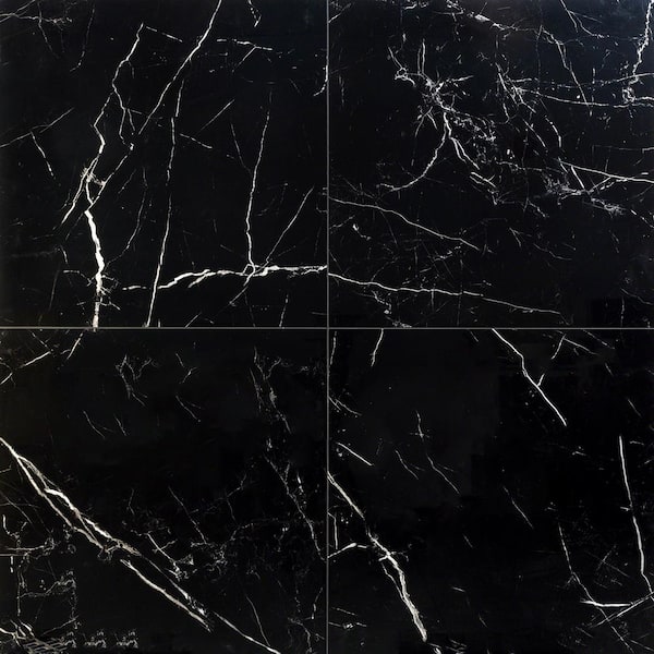 Ivy Hill Tile Marmo Black 23.62 in. x 23.62 in. Polished Marble Look Porcelain Floor and Wall Tile (15.49 sq. ft./Case)