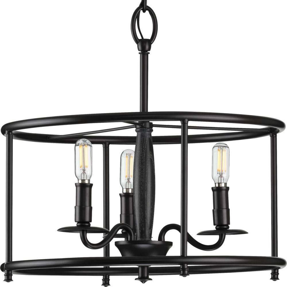 Matte Black and White Drum LED Semi-Flush Ceiling Light