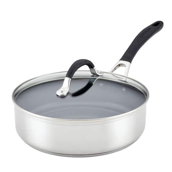 Circulon Steel Shield 3 qt. Stainless Steel Stainless Nonstick Sautepan with Lid in Silver